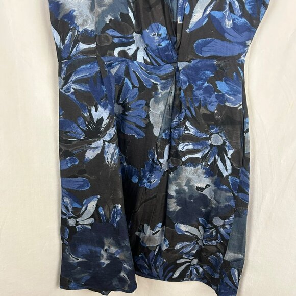 Banana Republic x Mad Men Begonia Dress Women 6 Blue Black Linen Blend Knee Work - Picture 7 of 12